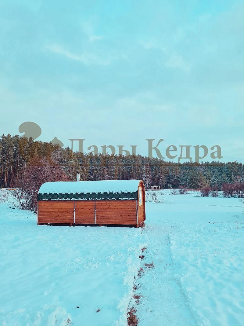 Баня-бочка буханка из кедра с боковым входом (все размеры)