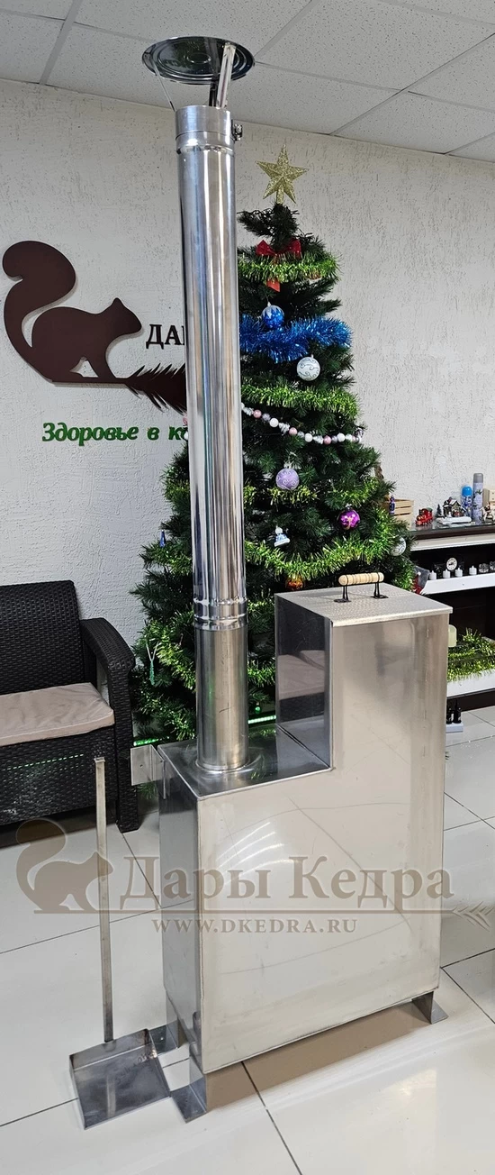 Фурако круглая из кедра с термопластиковой вставкой со встроенной печью
