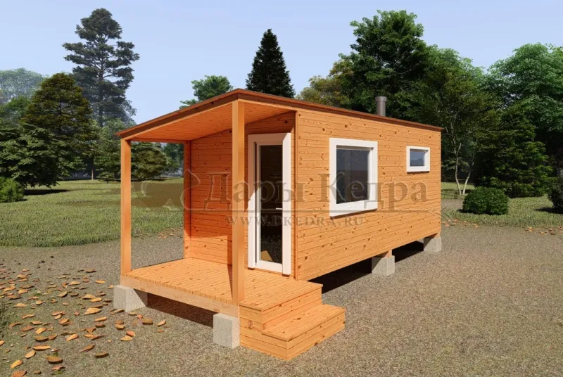 Каркасно-щитовая баня из кедра «Сканди» с верандой